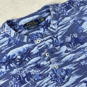 Polo Ralph Lauren Mens Shirt M Featherweight Mesh Henley Hawaiian Print